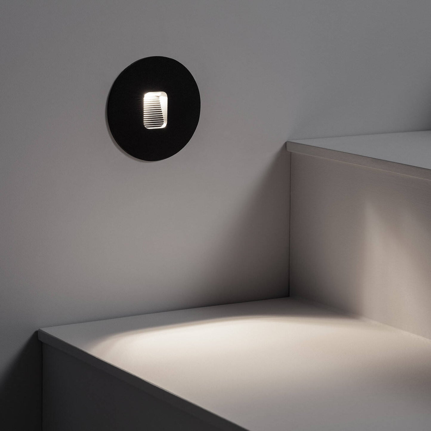 Baliza Exterior LED 2W Empotrable Aluminio Pared Circular Negro Olite
