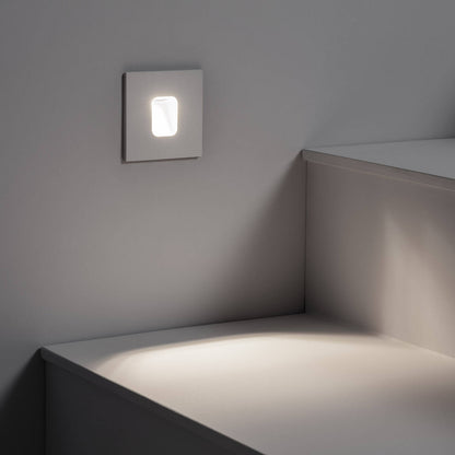 Baliza Exterior LED 2W Empotrable Aluminio Pared Cuadrado Blanco Olite