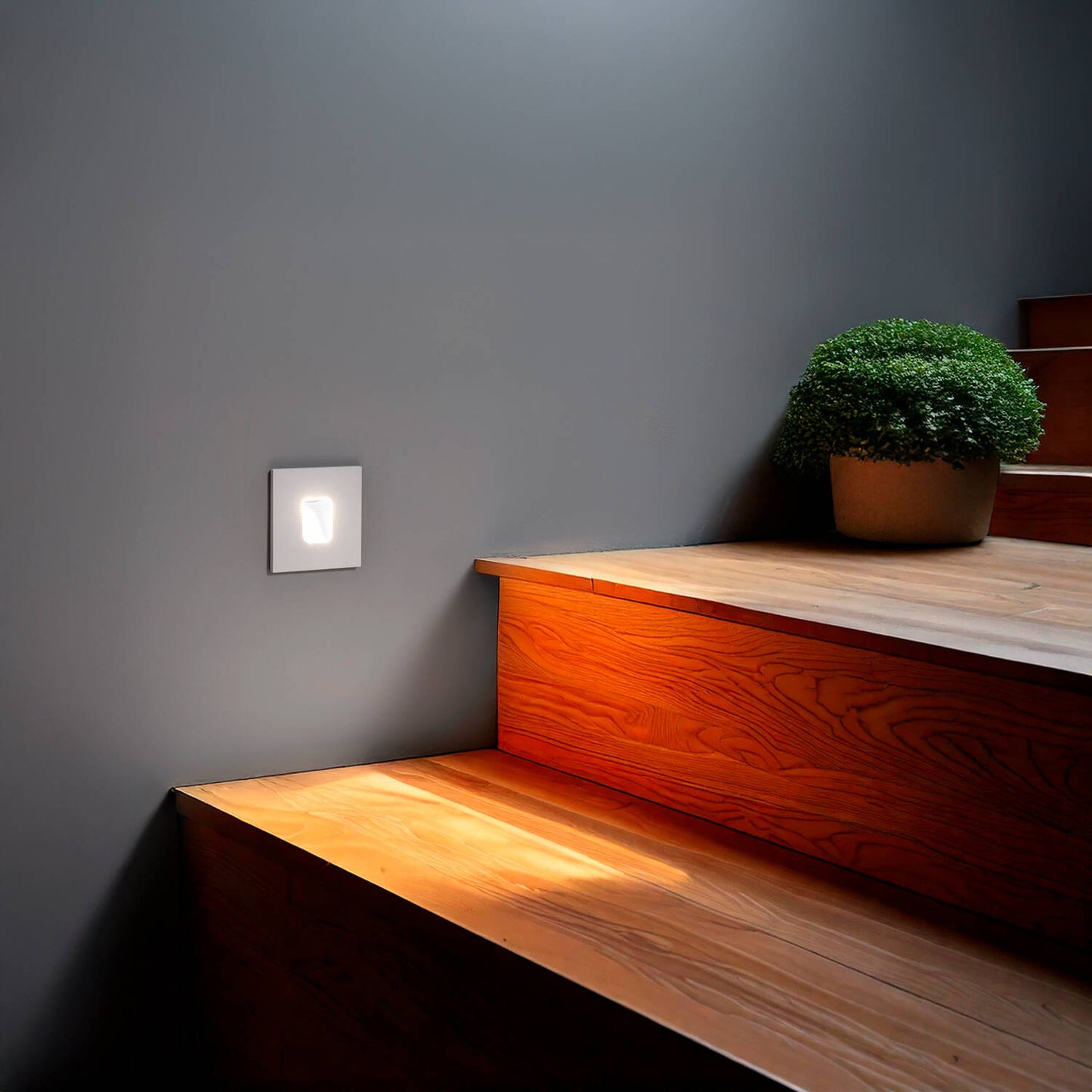 Baliza Exterior LED 2W Empotrable Aluminio Pared Cuadrado Blanco Olite
