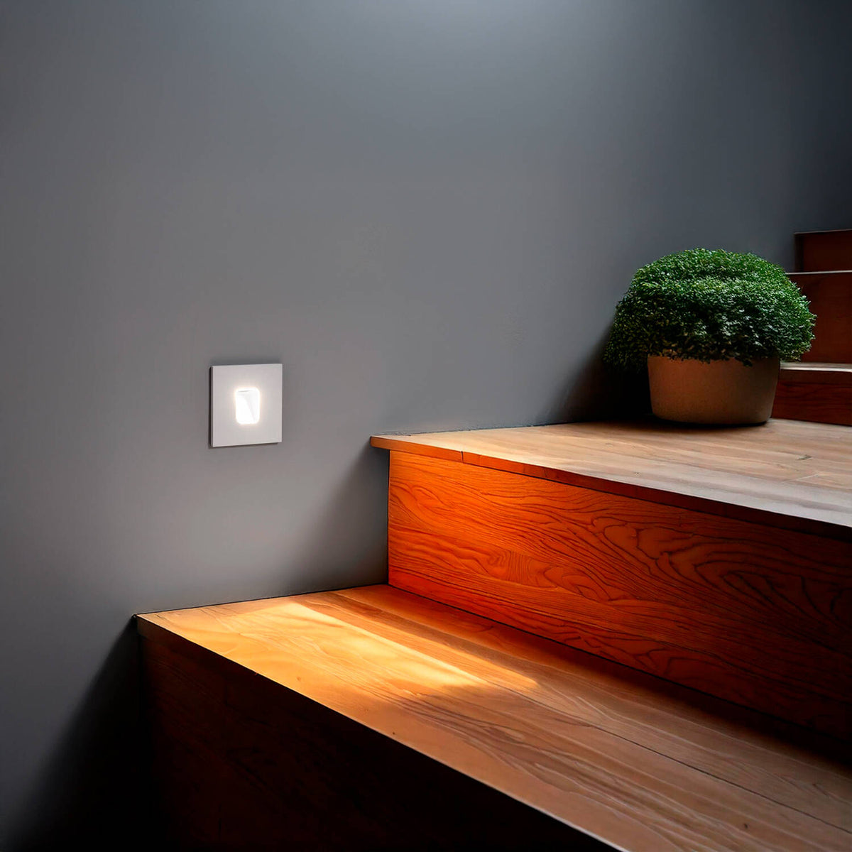Baliza Exterior LED 2W Empotrable Aluminio Pared Cuadrado Blanco Olite