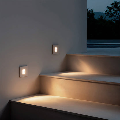 Baliza Exterior LED 2W Empotrable Aluminio Pared Cuadrado Blanco Olite