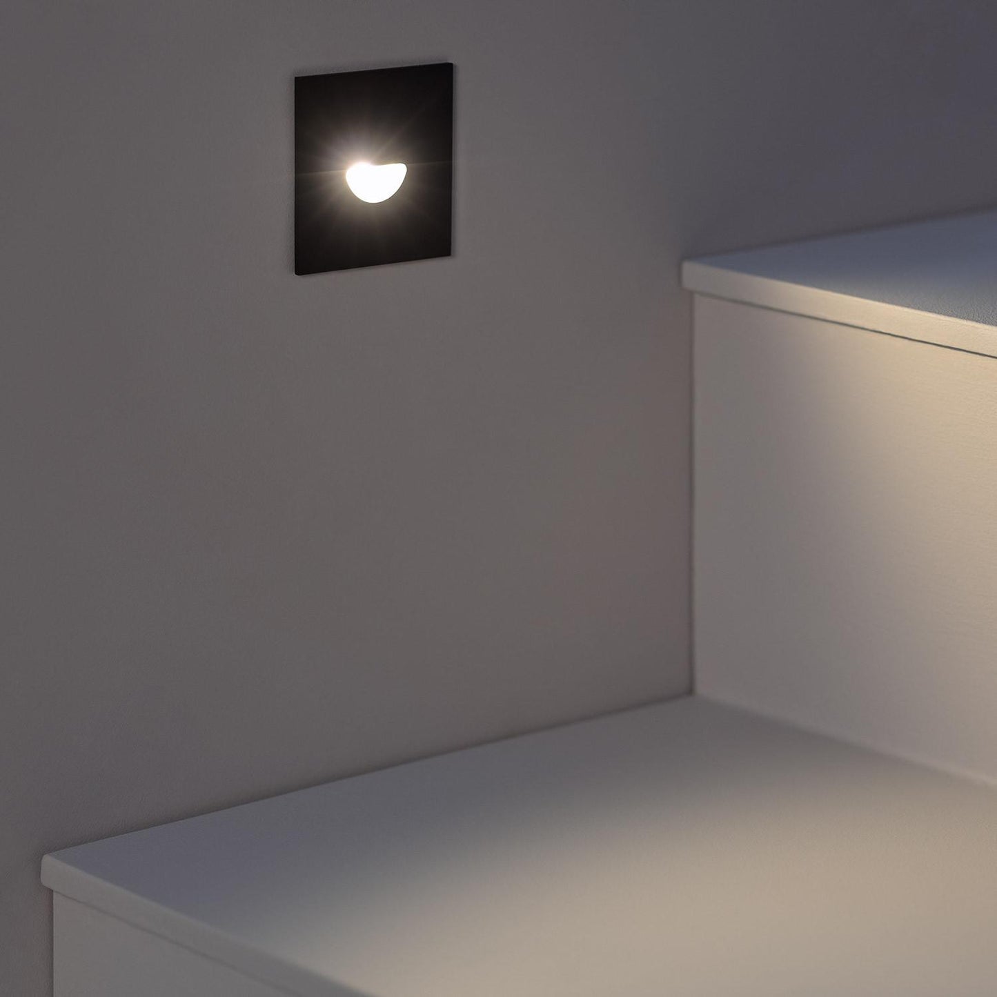 Baliza Exterior LED 2W Empotrable Aluminio Pared Cuadrado Negro Guell