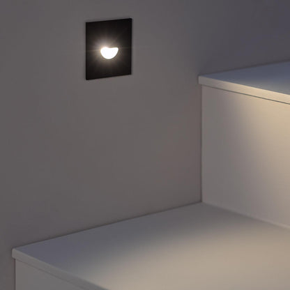 Baliza Exterior LED 2W Empotrable Aluminio Pared Cuadrado Negro Guell