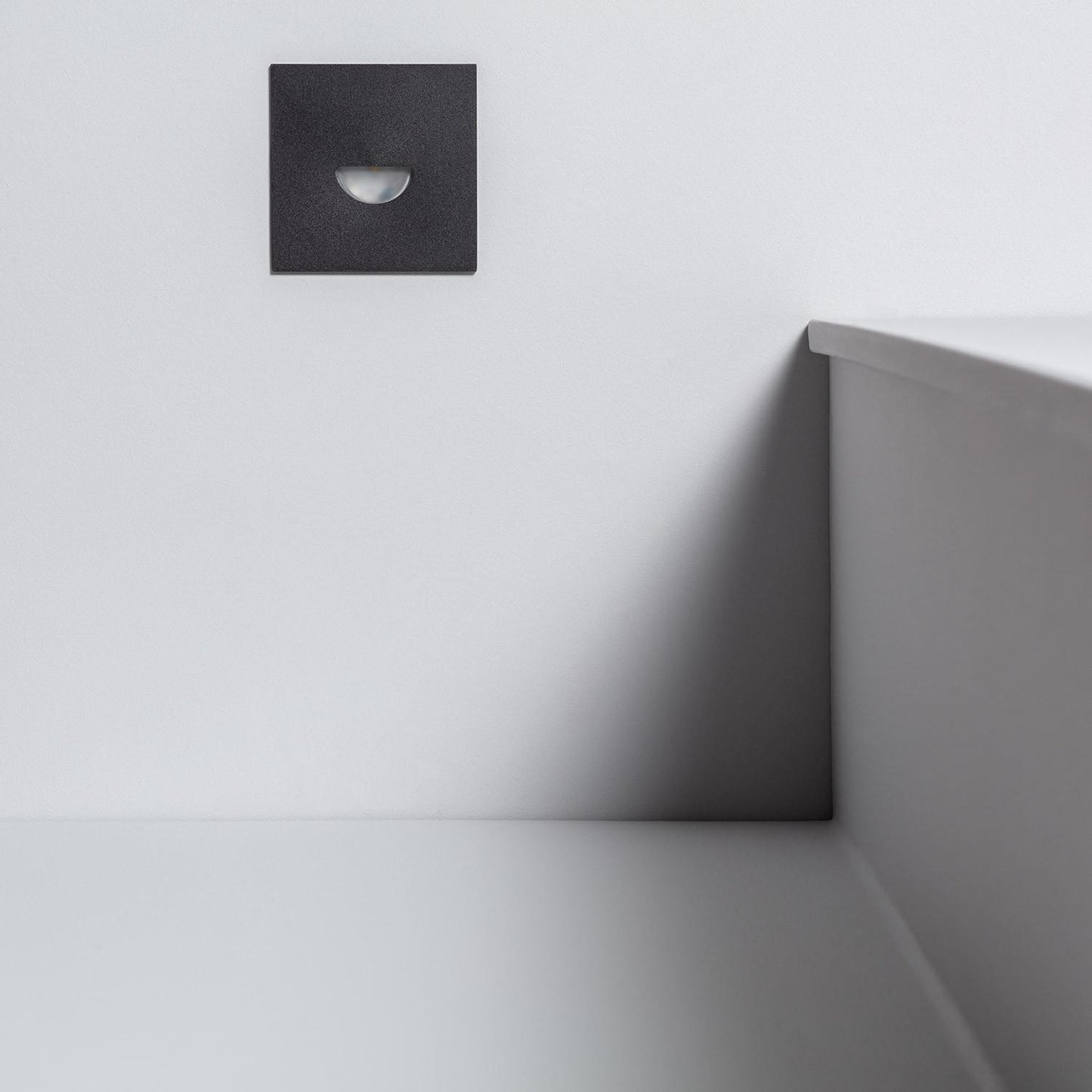 Baliza Exterior LED 2W Empotrable Aluminio Pared Cuadrado Negro Guell