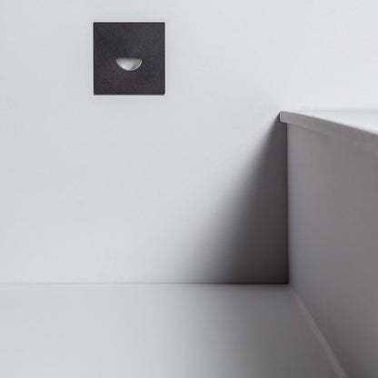 Baliza Exterior LED 2W Empotrable Aluminio Pared Cuadrado Negro Guell