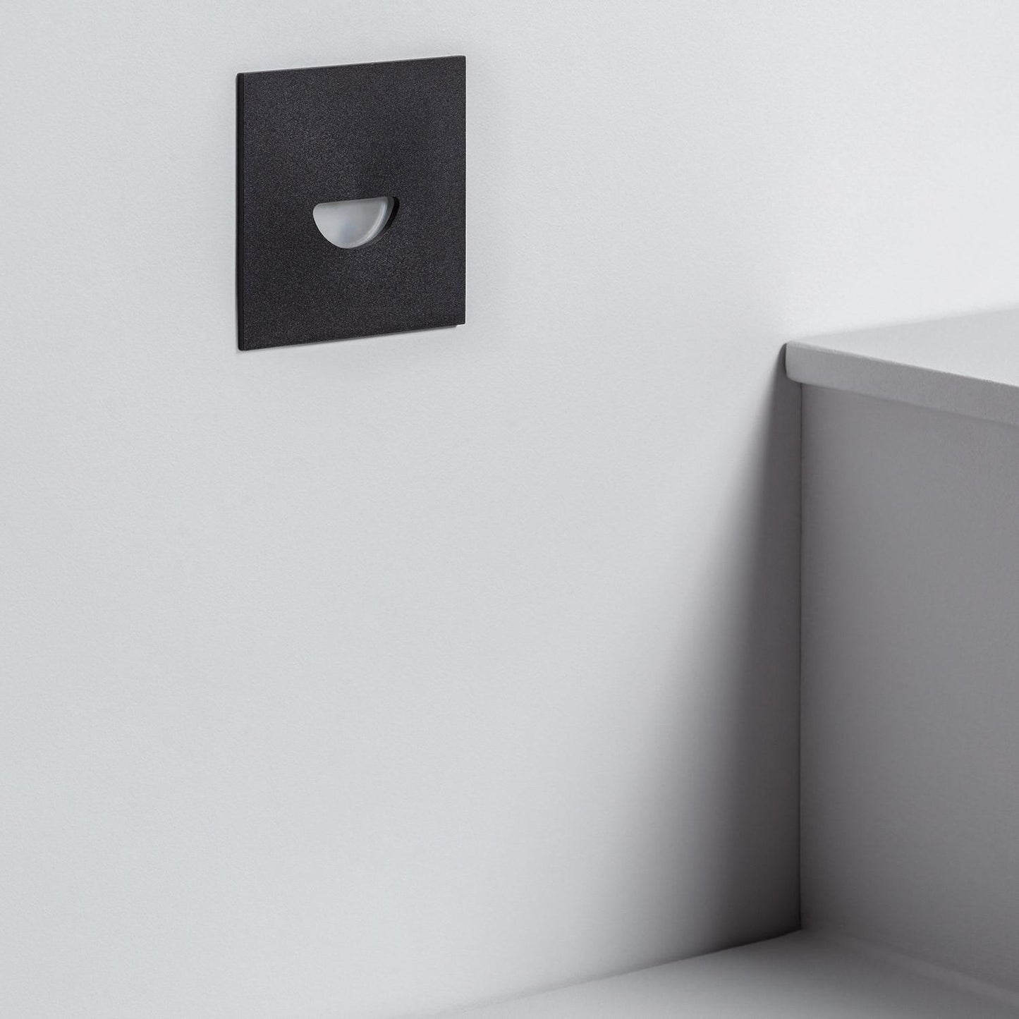 Baliza Exterior LED 2W Empotrable Aluminio Pared Cuadrado Negro Guell
