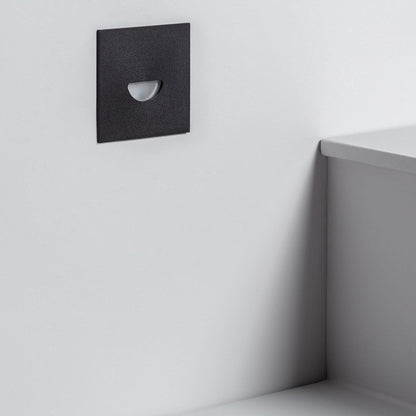 Baliza Exterior LED 2W Empotrable Aluminio Pared Cuadrado Negro Guell