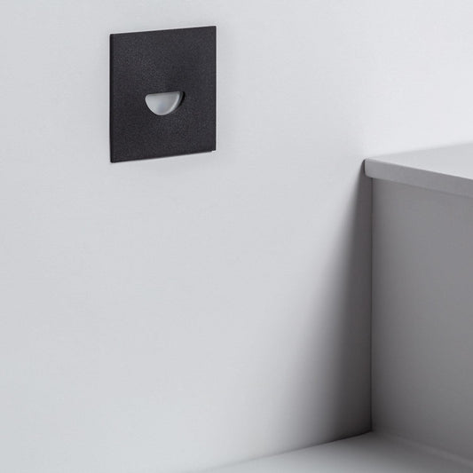 Baliza Exterior LED 2W Empotrable Aluminio Pared Cuadrado Negro Guell