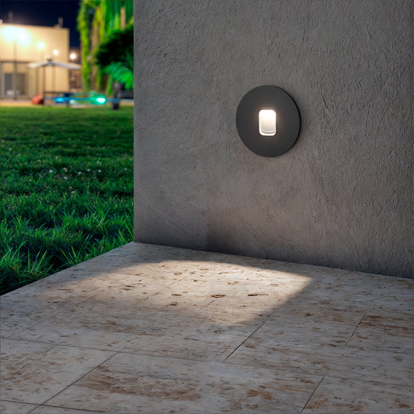 Baliza Exterior LED 2W Empotrable Aluminio Pared Circular Olite