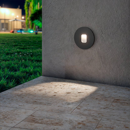 Baliza Exterior LED 2W Empotrable Aluminio Pared Circular Olite