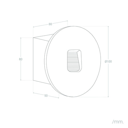 Baliza Exterior LED 2W Empotrable Aluminio Pared Circular Olite