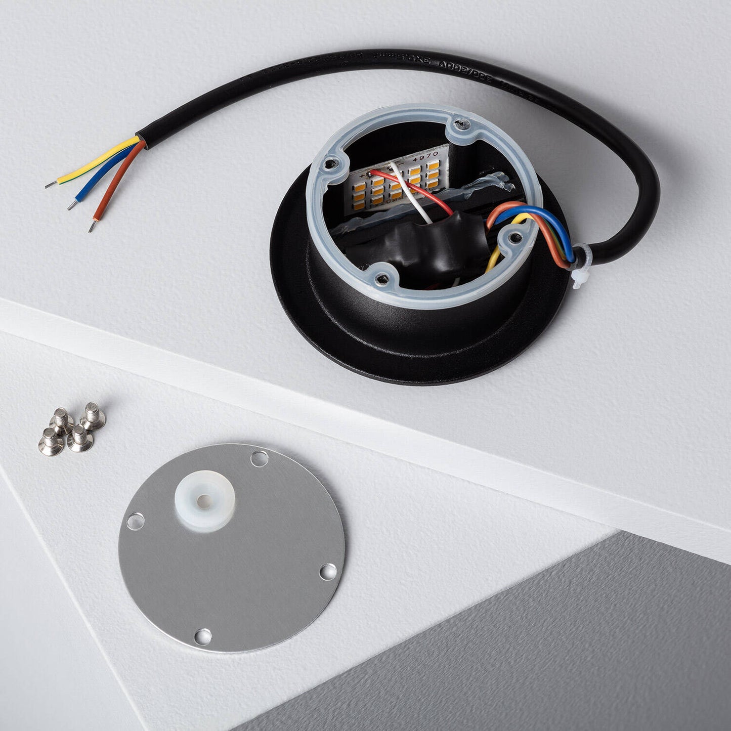 Baliza Exterior LED 3W Empotrable Aluminio Pared Circular Negro Olite
