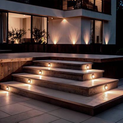 Baliza Exterior LED 3W Empotrable Aluminio Pared Circular Negro Olite