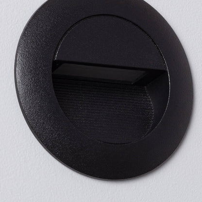 Baliza Exterior LED 3W Empotrable Aluminio Pared Circular Negro Olite