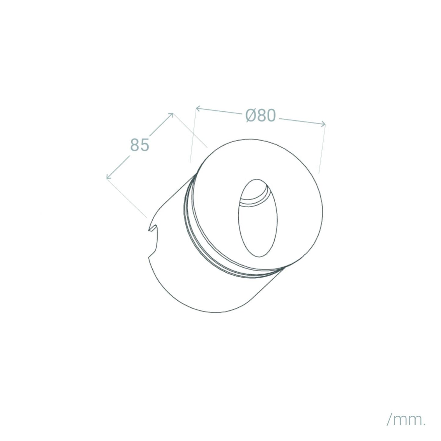Baliza Exterior LED 3W Empotrable Pared Circular Aluminio Negro Boiler