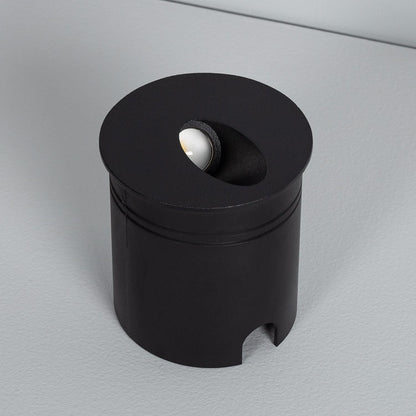 Baliza Exterior LED 3W Empotrable Pared Circular Aluminio Negro Boiler