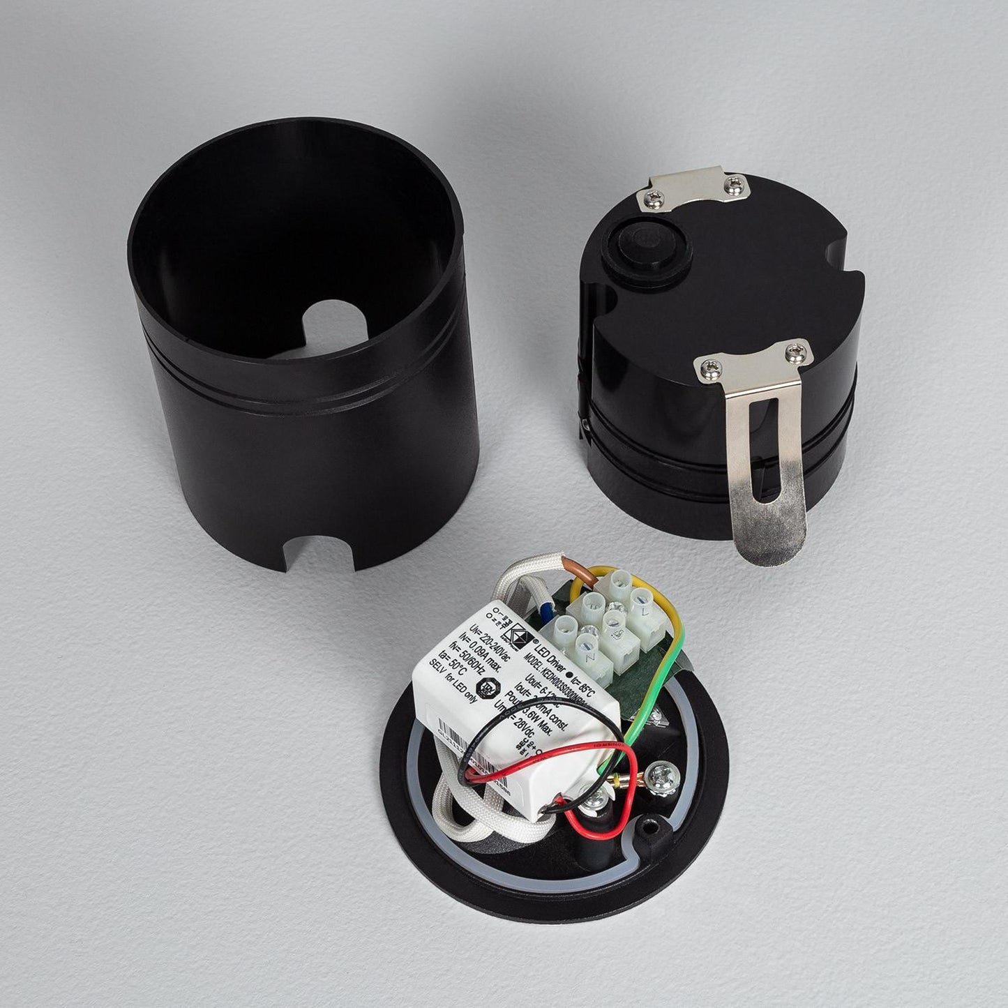 Baliza Exterior LED 3W Empotrable Pared Circular Aluminio Negro Boiler