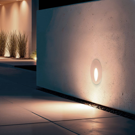 Baliza Exterior LED 3W Empotrable Pared Circular Aluminio Blanco Boiler