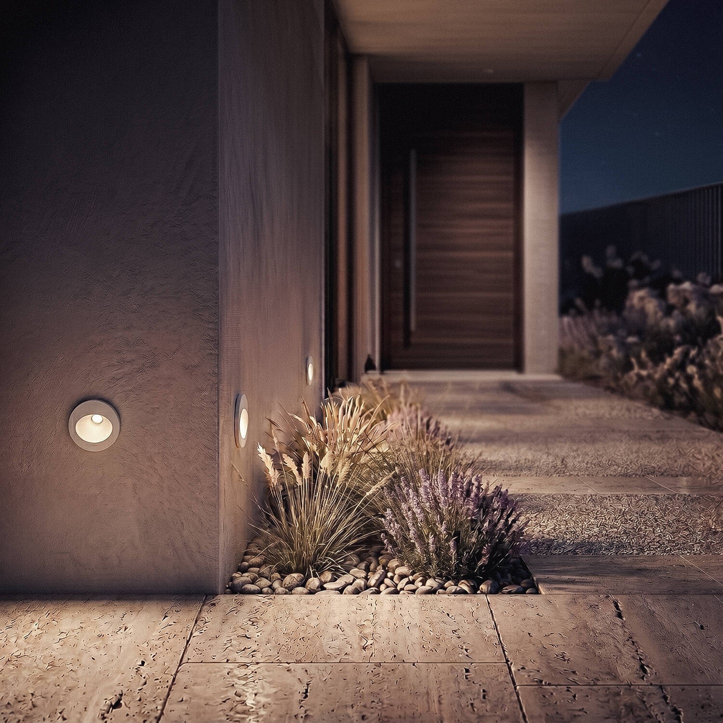 Baliza Exterior LED 3W Empotrable Pared Circular Aluminio Blanco Coney