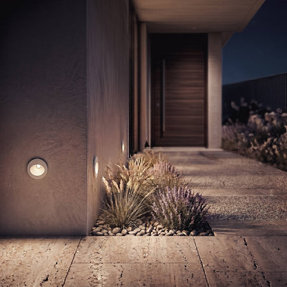 Baliza Exterior LED 3W Empotrable Pared Circular Aluminio Blanco Coney