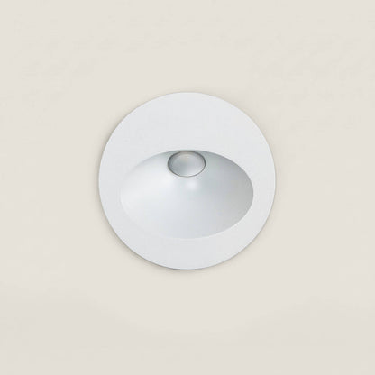 Baliza Exterior LED 3W Empotrable Pared Circular Aluminio Blanco Coney