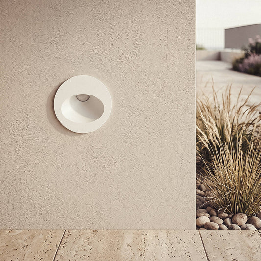Baliza Exterior LED 3W Empotrable Pared Circular Aluminio Blanco Coney