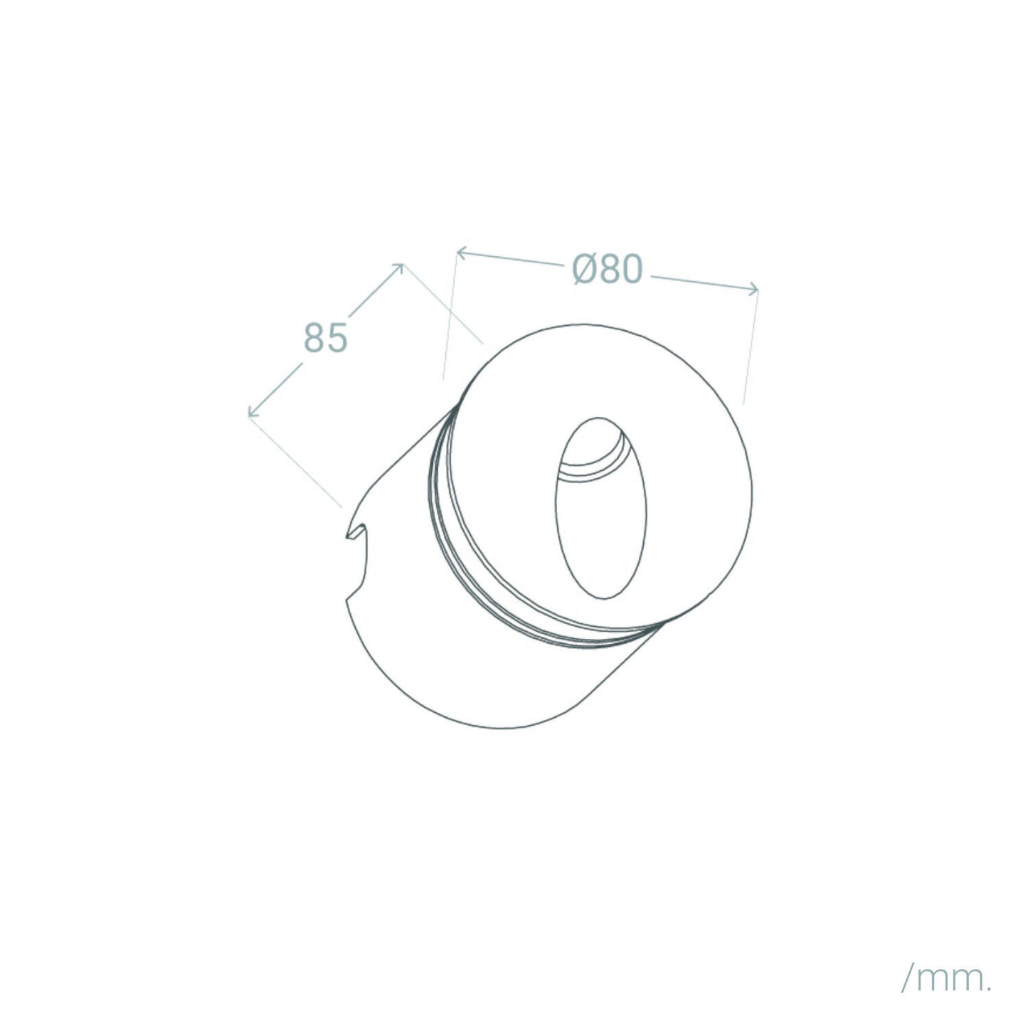 Baliza Exterior LED 3W Empotrable Pared Circular Aluminio Gris Boiler