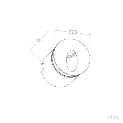 Baliza Exterior LED 3W Empotrable Pared Circular Aluminio Gris Boiler