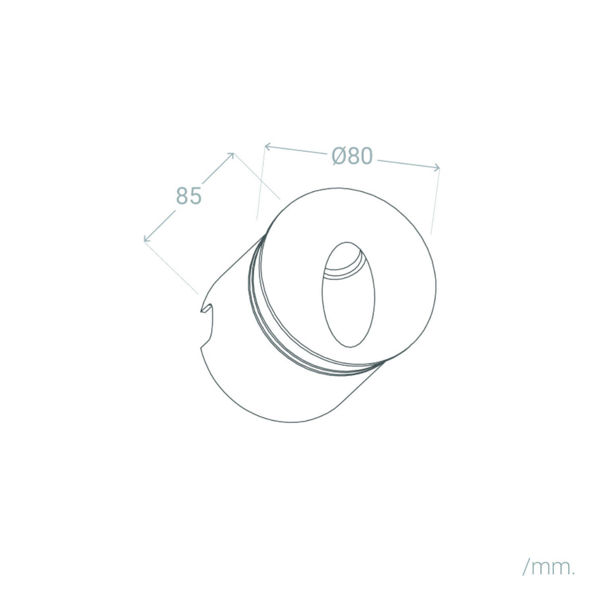 Baliza Exterior LED 3W Empotrable Pared Circular Aluminio Gris Boiler