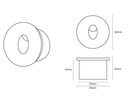 Baliza Exterior LED 3W Empotrable Pared Circular Aluminio Oval Adam