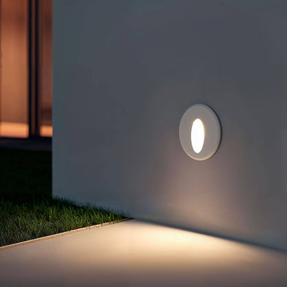 Baliza Exterior LED 3W Empotrable Pared Circular Aluminio Oval Adam