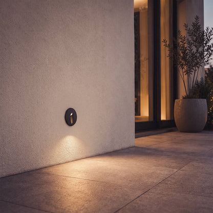 Baliza Exterior LED 3W Empotrable Pared Circular Aluminio Oval Adam