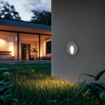 Baliza Exterior LED 3W Empotrable Pared Circular Aluminio Oval Adam