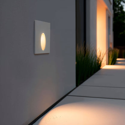 Baliza Exterior LED 3W Empotrable Pared Cuadrado Aluminio Blanco Ellis
