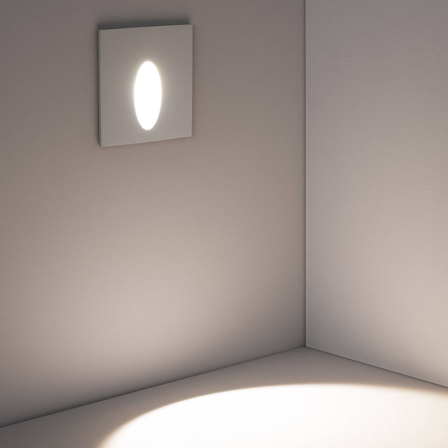 Baliza Exterior LED 3W Empotrable Aluminio Pared Cuadrado Blanco Oval Olite