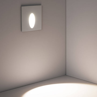 Baliza Exterior LED 3W Empotrable Aluminio Pared Cuadrado Blanco Oval Olite