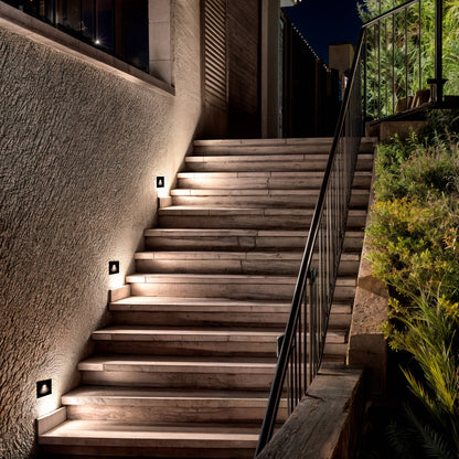 Baliza Exterior LED 3W Empotrable Pared Cuadrado Aluminio Gris Coney
