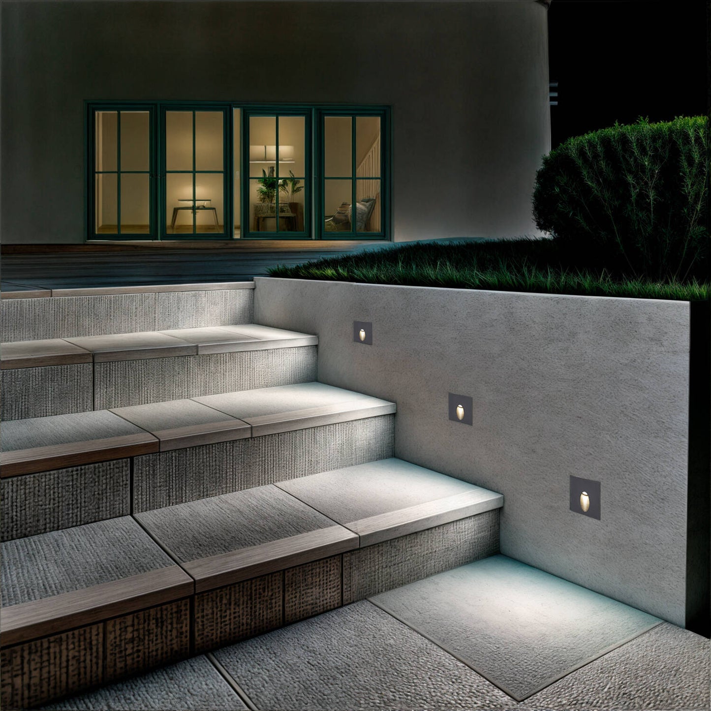 Baliza Exterior LED 3W Empotrable Pared Cuadrado Aluminio Gris Ellis