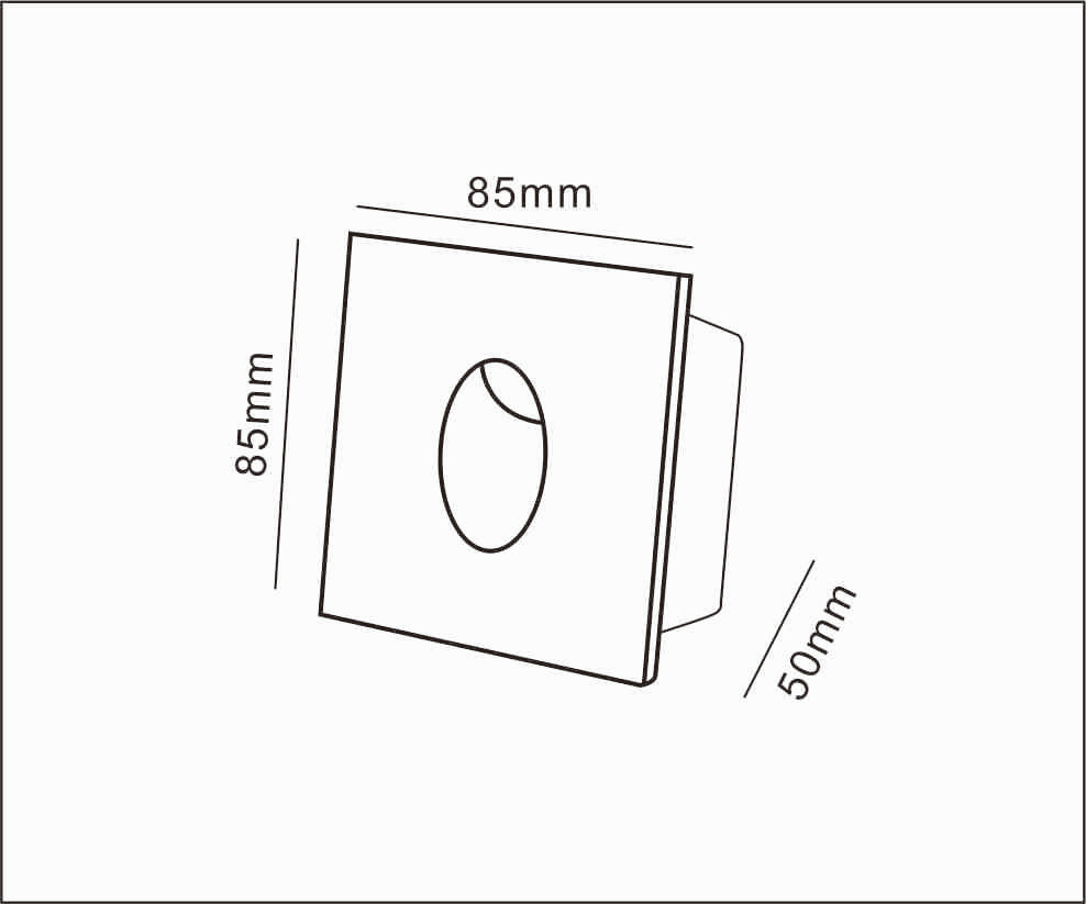Baliza Exterior LED 3W Empotrable Pared Cuadrado Aluminio Adam