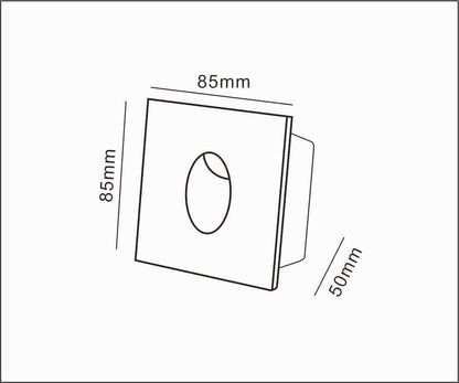 Baliza Exterior LED 3W Empotrable Pared Cuadrado Aluminio Adam