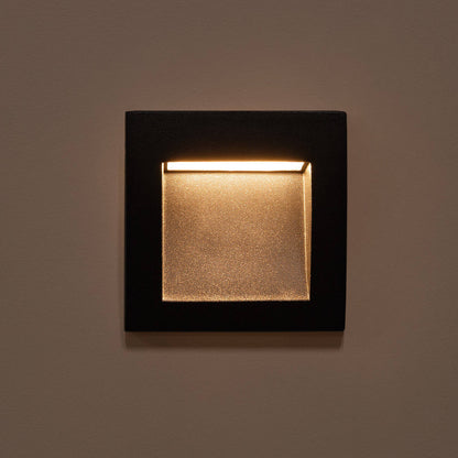 Baliza Exterior LED 4W Empotrable Aluminio Pared Cuadrado Negro Leif