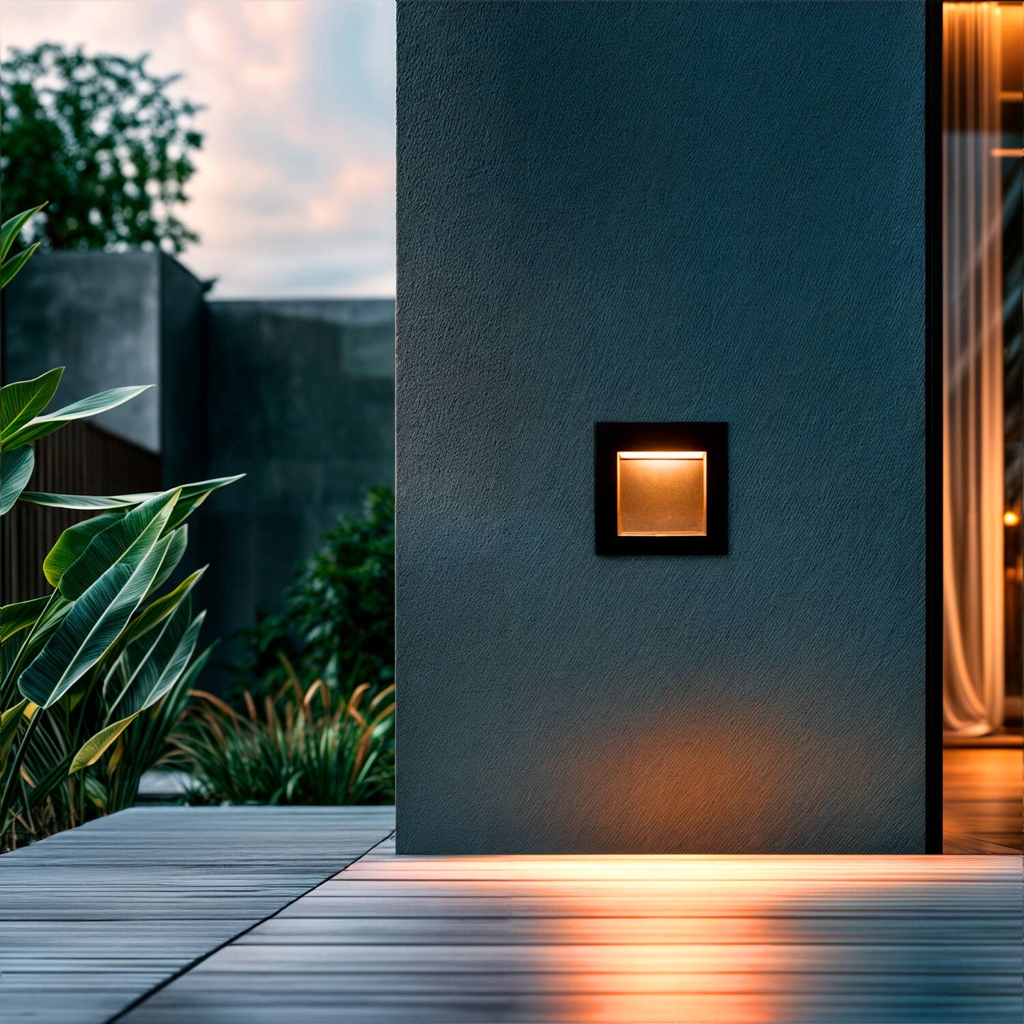 Baliza Exterior LED 4W Empotrable Aluminio Pared Cuadrado Negro Leif