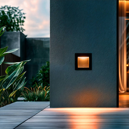 Baliza Exterior LED 4W Empotrable Aluminio Pared Cuadrado Negro Leif