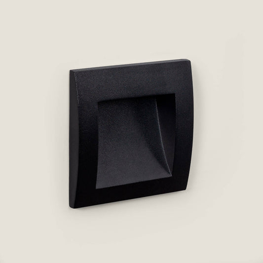 Baliza Exterior LED 4W Empotrable Aluminio Pared Cuadrado Negro Leif