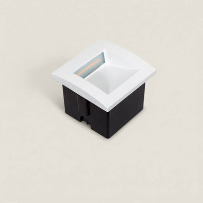 Baliza Exterior LED 4W Empotrable Pared Cuadrado Aluminio Blanco Leif