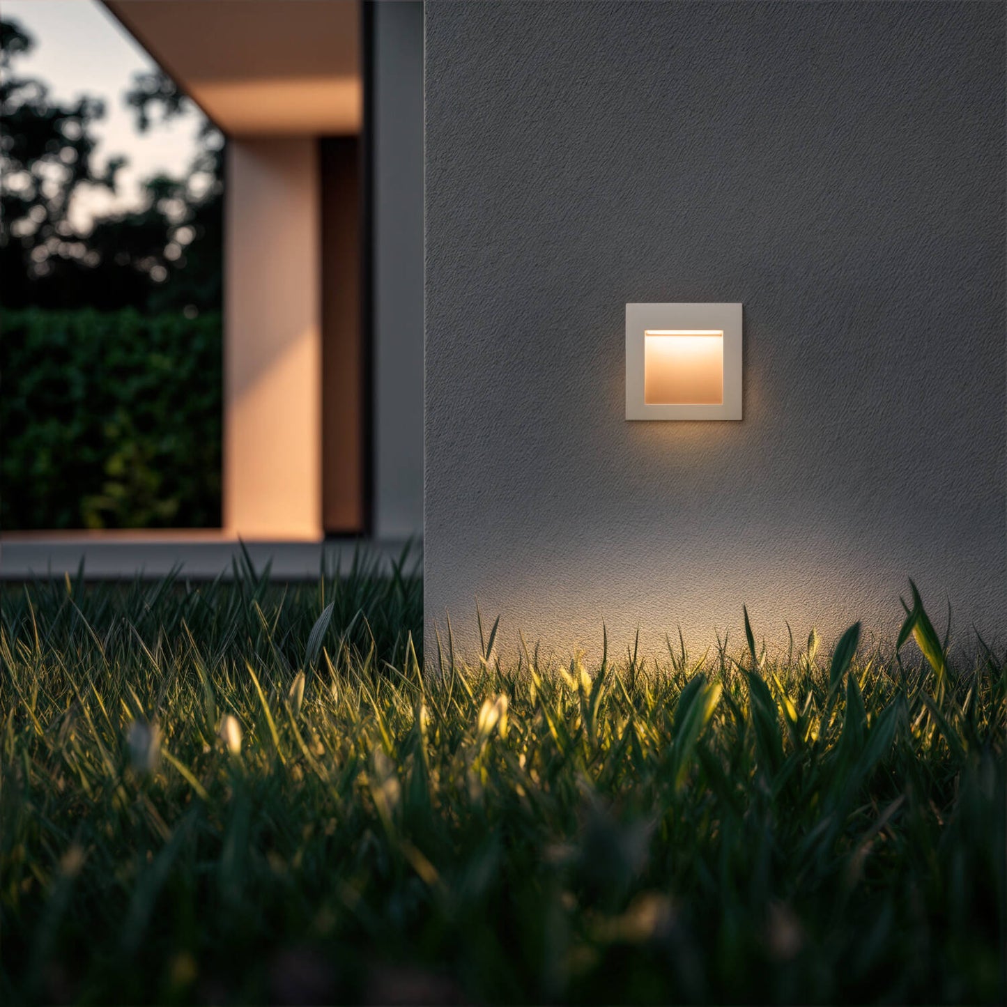 Baliza Exterior LED 4W Empotrable Pared Cuadrado Aluminio Blanco Leif