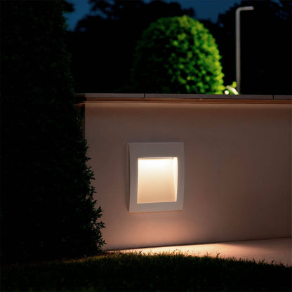 Baliza Exterior LED 4W Empotrable Pared Cuadrado Aluminio Blanco Natt
