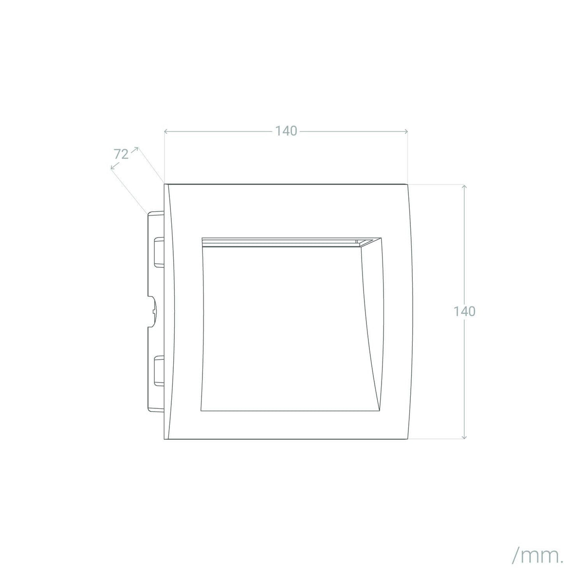 Baliza Exterior LED 4W Empotrable Pared Cuadrado Aluminio Negro Natt