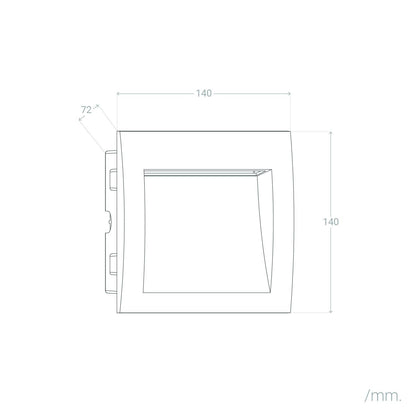 Baliza Exterior LED 4W Empotrable Pared Cuadrado Aluminio Negro Natt