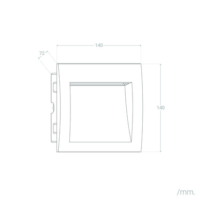 Baliza Exterior LED 4W Empotrable Pared Cuadrado Aluminio Negro Natt